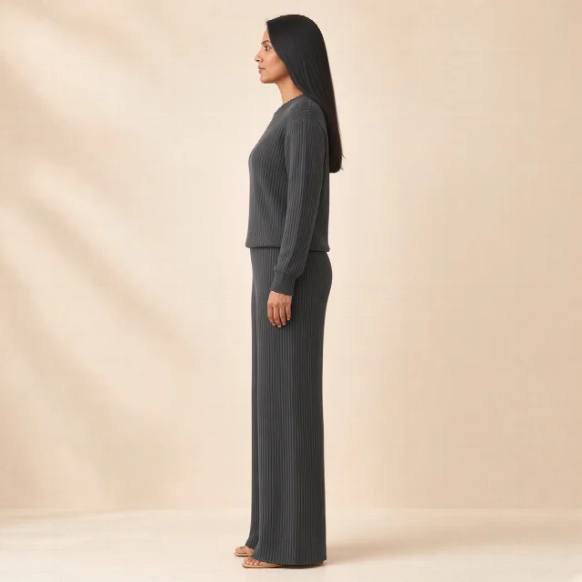 Mocha Ribbed Knit Co-ord Set