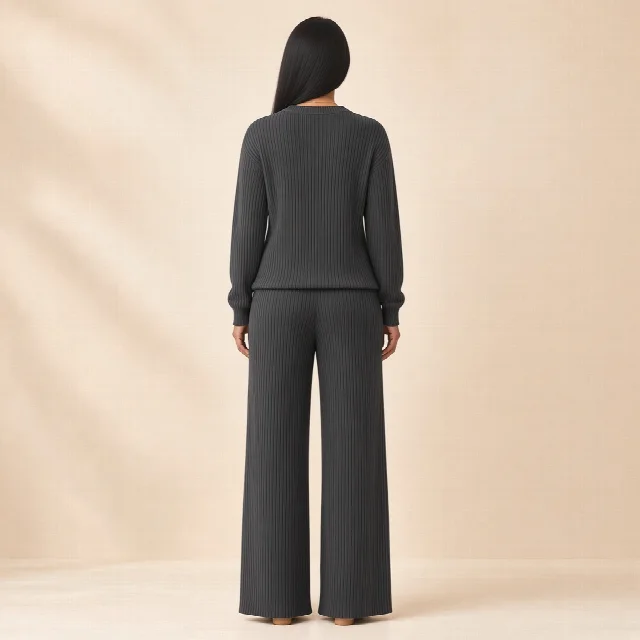 Mocha Ribbed Knit Co-ord Set