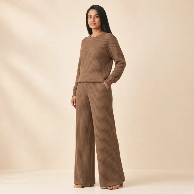 Mocha Ribbed Knit Co-ord Set