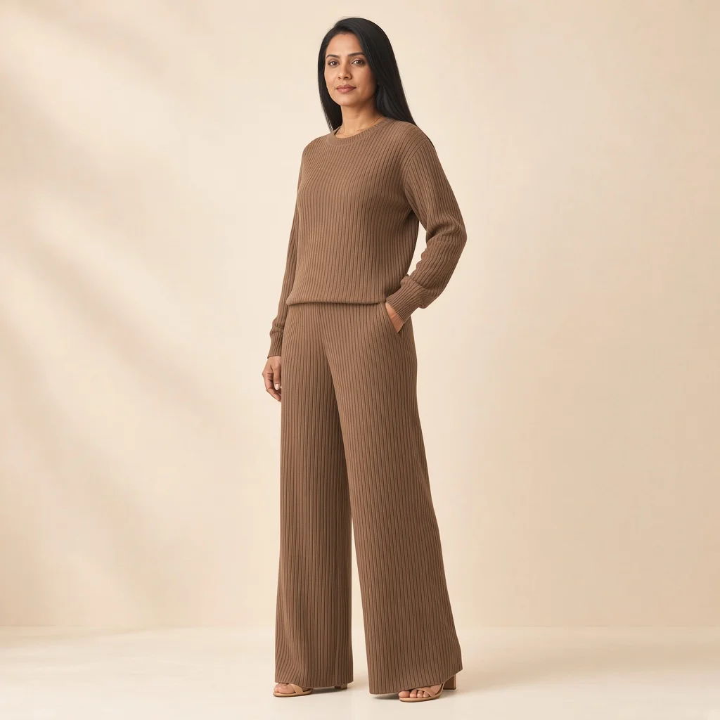 Mocha Ribbed Knit Co-ord Set