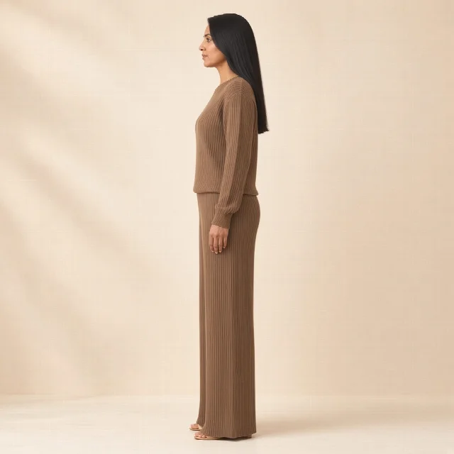 Mocha Ribbed Knit Co-ord Set