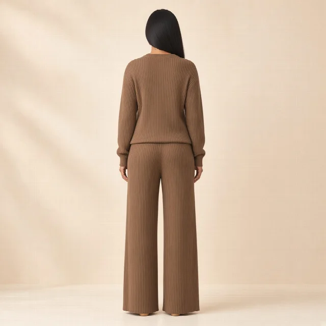 Mocha Ribbed Knit Co-ord Set