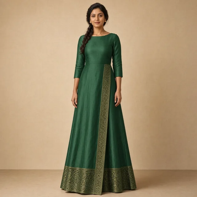 Mustard Festive Border Gown