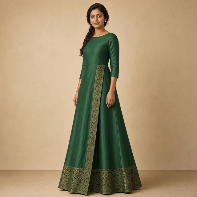 Mustard Festive Border Gown