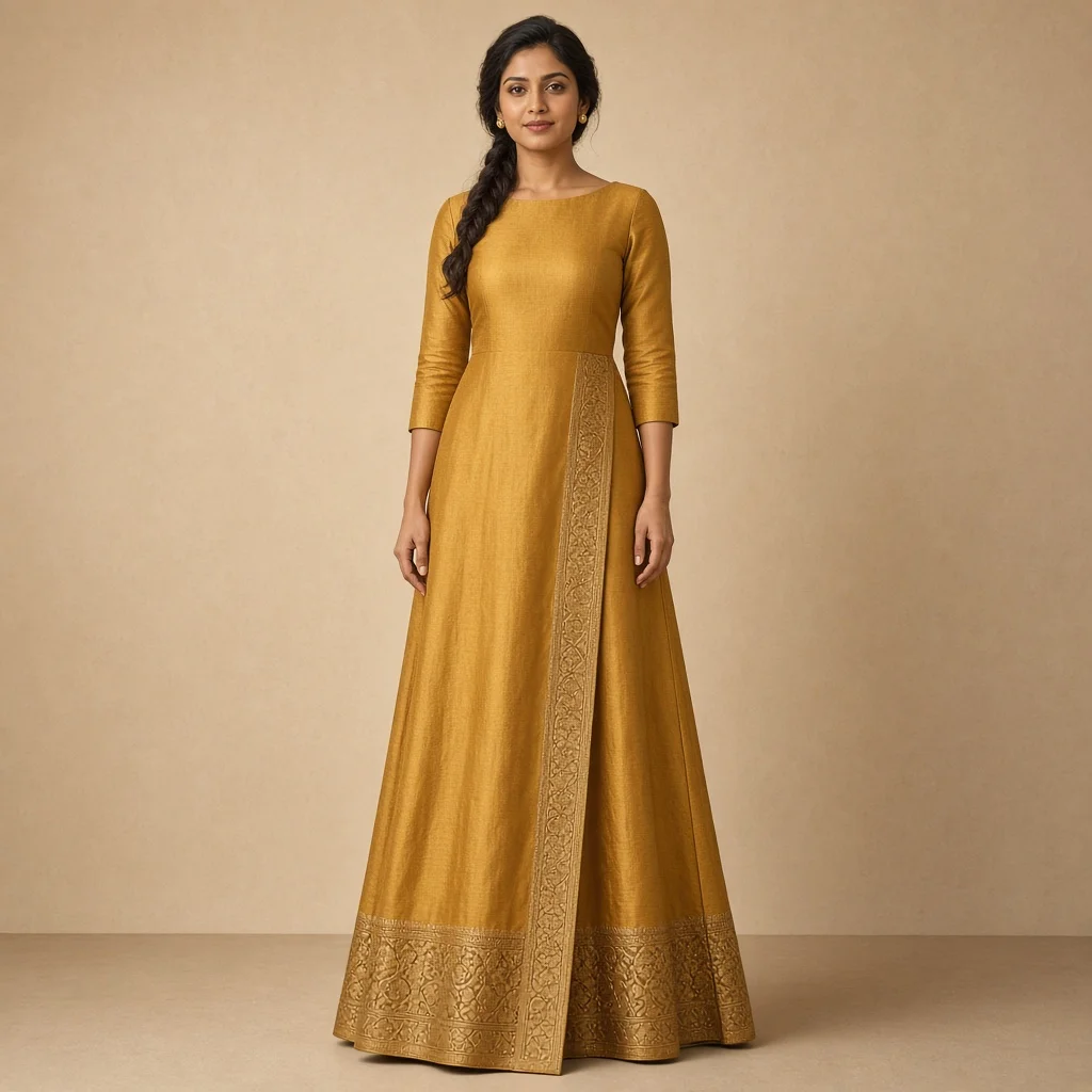 Mustard Festive Border Gown