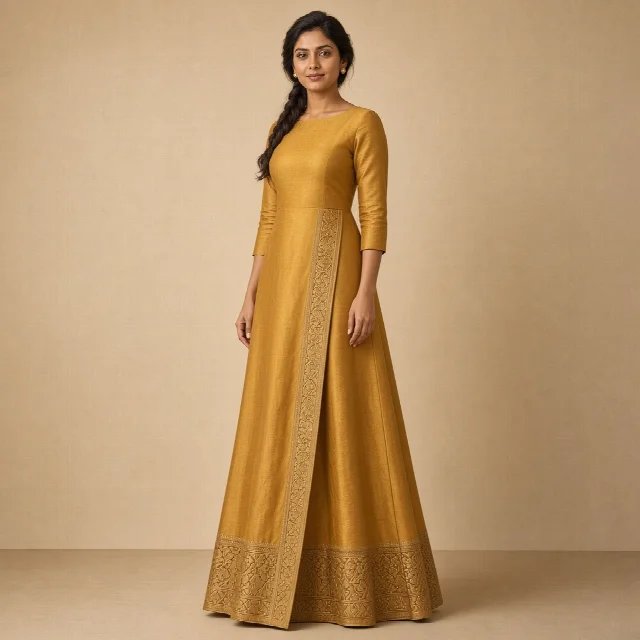 Mustard Festive Border Gown