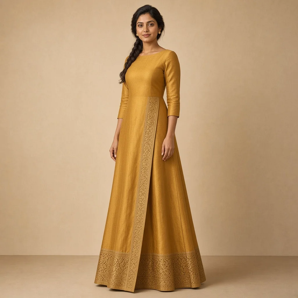 Mustard Festive Border Gown