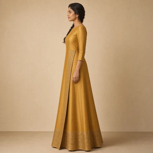 Mustard Festive Border Gown