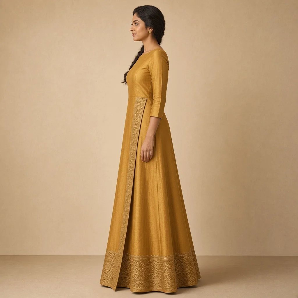 Mustard Festive Border Gown