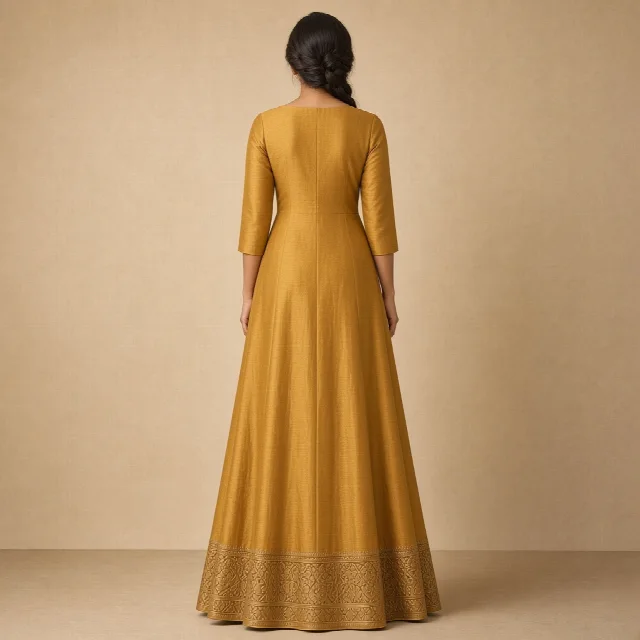 Mustard Festive Border Gown