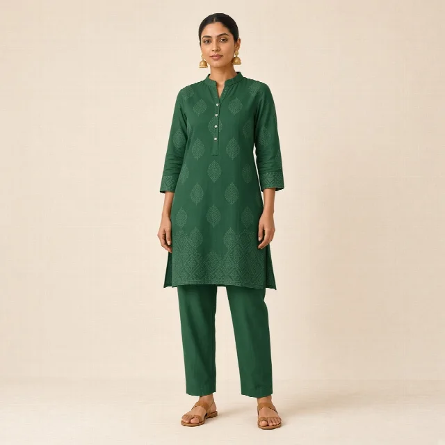 Mustard Kurta Trouser Co-ord Set