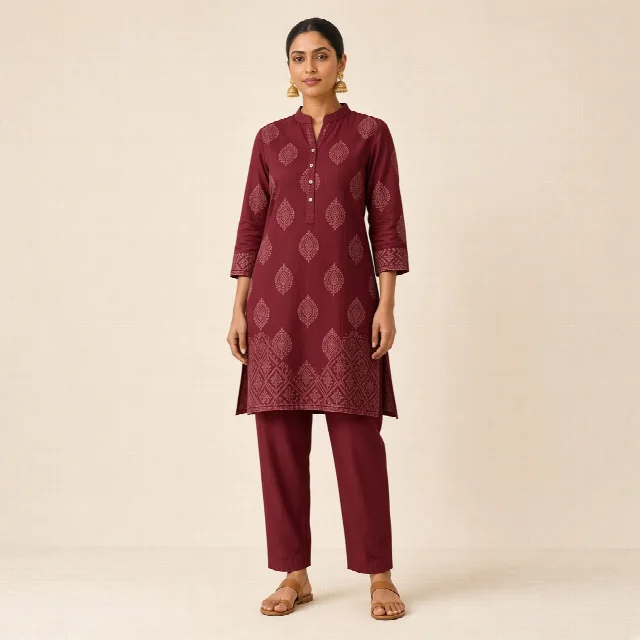 Mustard Kurta Trouser Co-ord Set thumbnail
