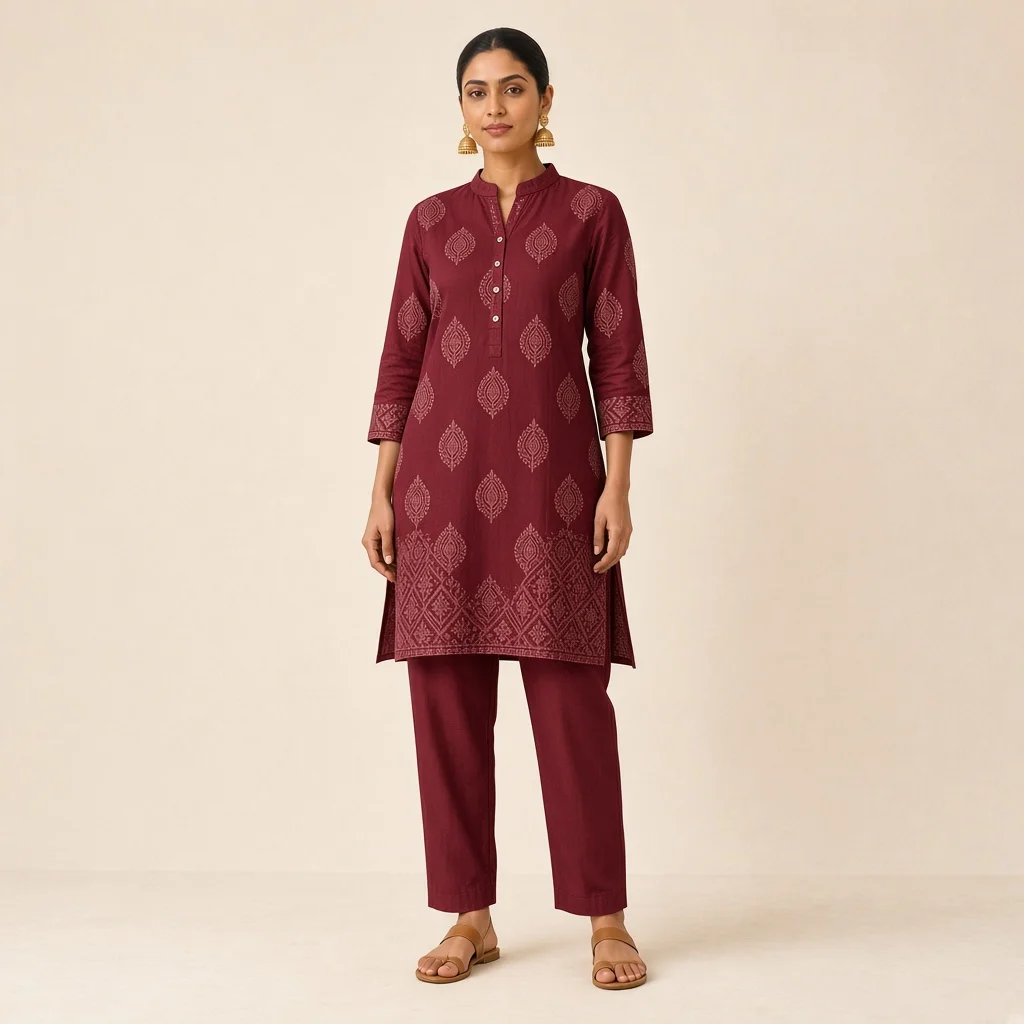 Mustard Kurta Trouser Co-ord Set