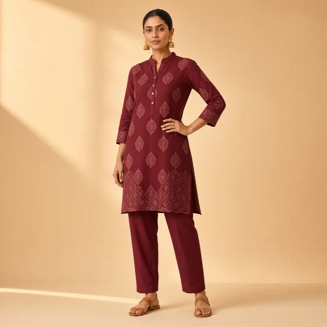 Mustard Kurta Trouser Co-ord Set thumbnail