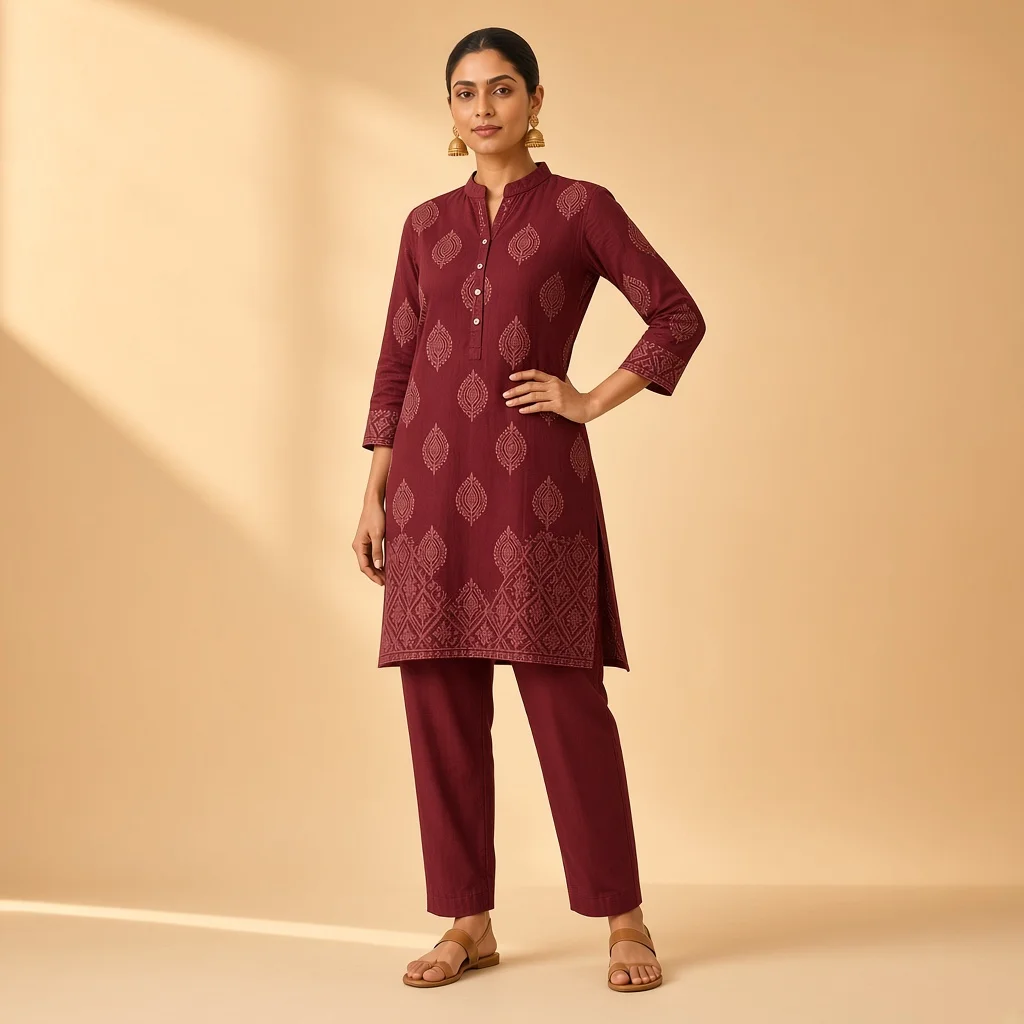 Mustard Kurta Trouser Co-ord Set
