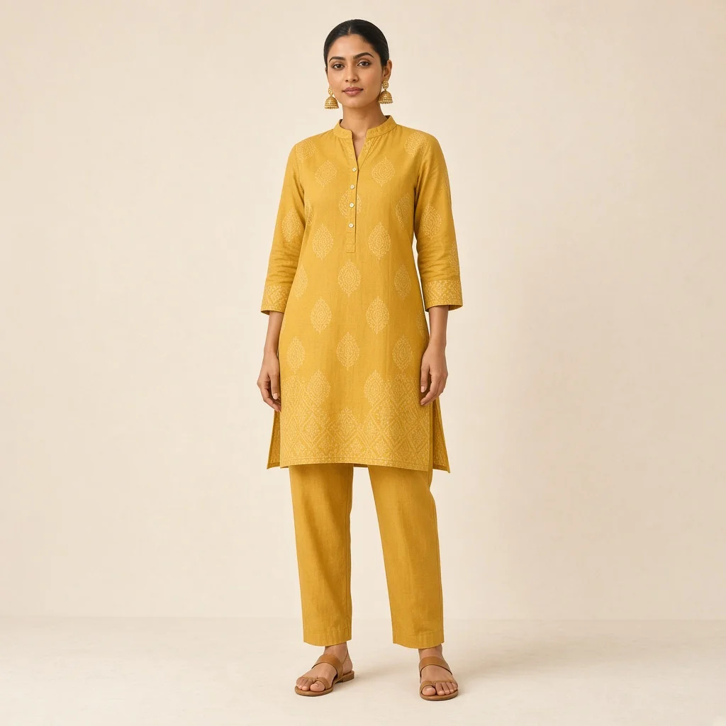 Mustard Kurta Trouser Co-ord Set