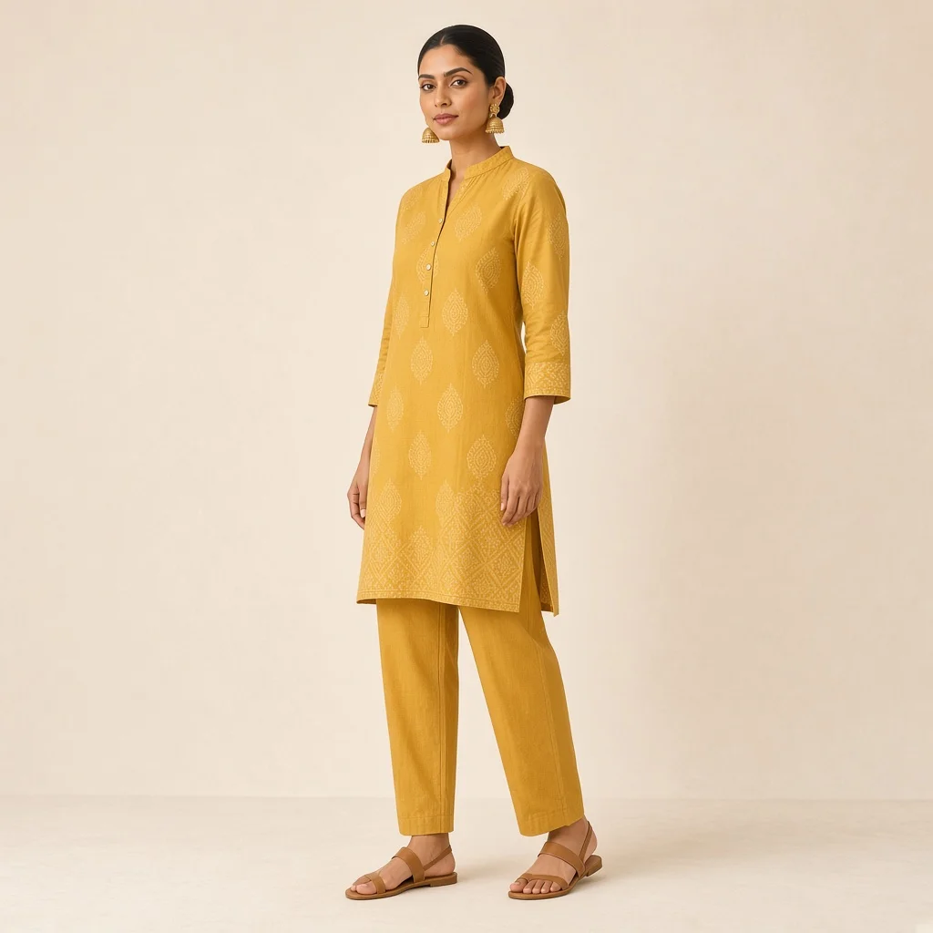 Mustard Kurta Trouser Co-ord Set