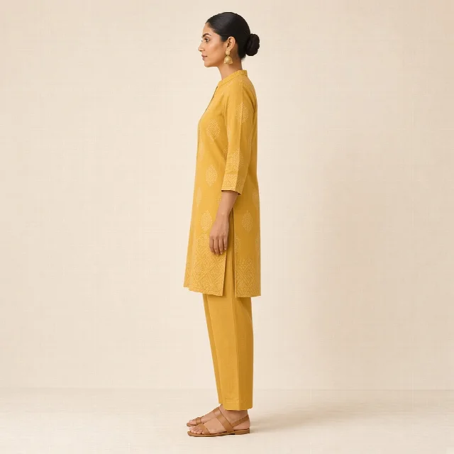 Mustard Kurta Trouser Co-ord Set