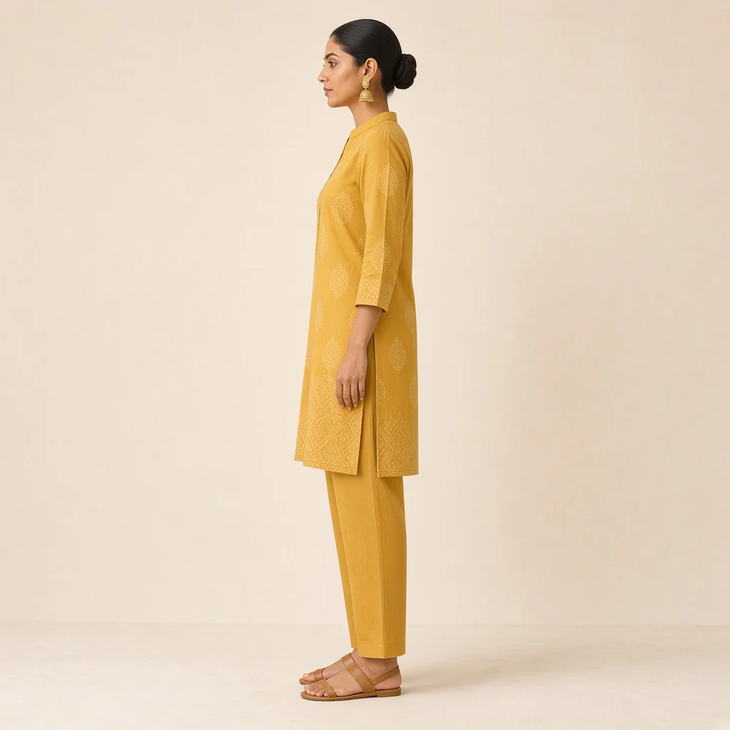 Mustard Kurta Trouser Co-ord Set