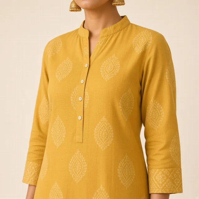 Mustard Kurta Trouser Co-ord Set