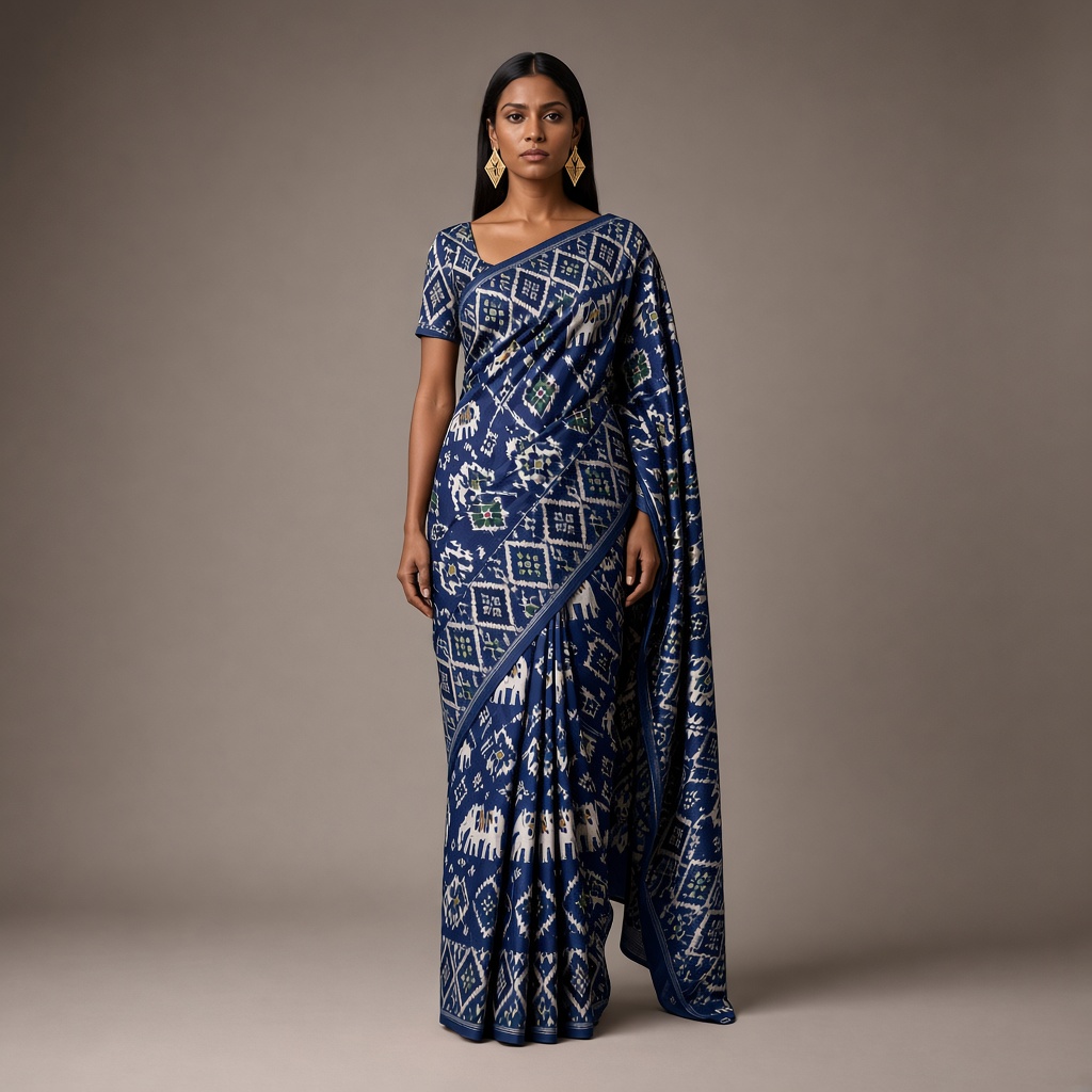 Patola Geometric Ikat Saree