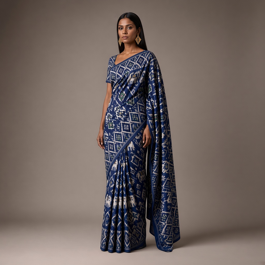 Patola Geometric Ikat Saree