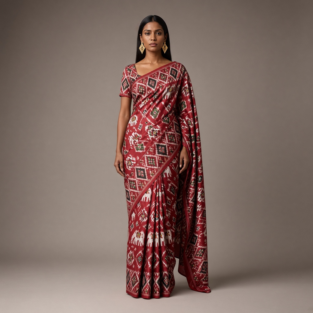 Patola Geometric Ikat Saree