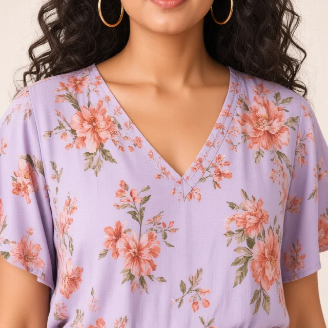 Peach Floral Wide-Leg Co-ord Set