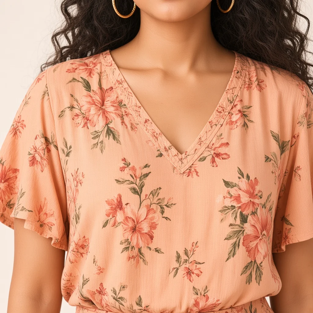 Peach Floral Wide-Leg Co-ord Set