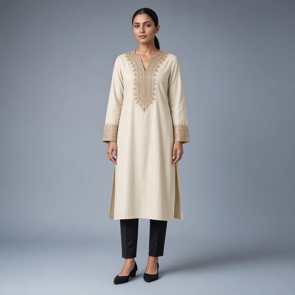 Powder Blue Neckline Kurti