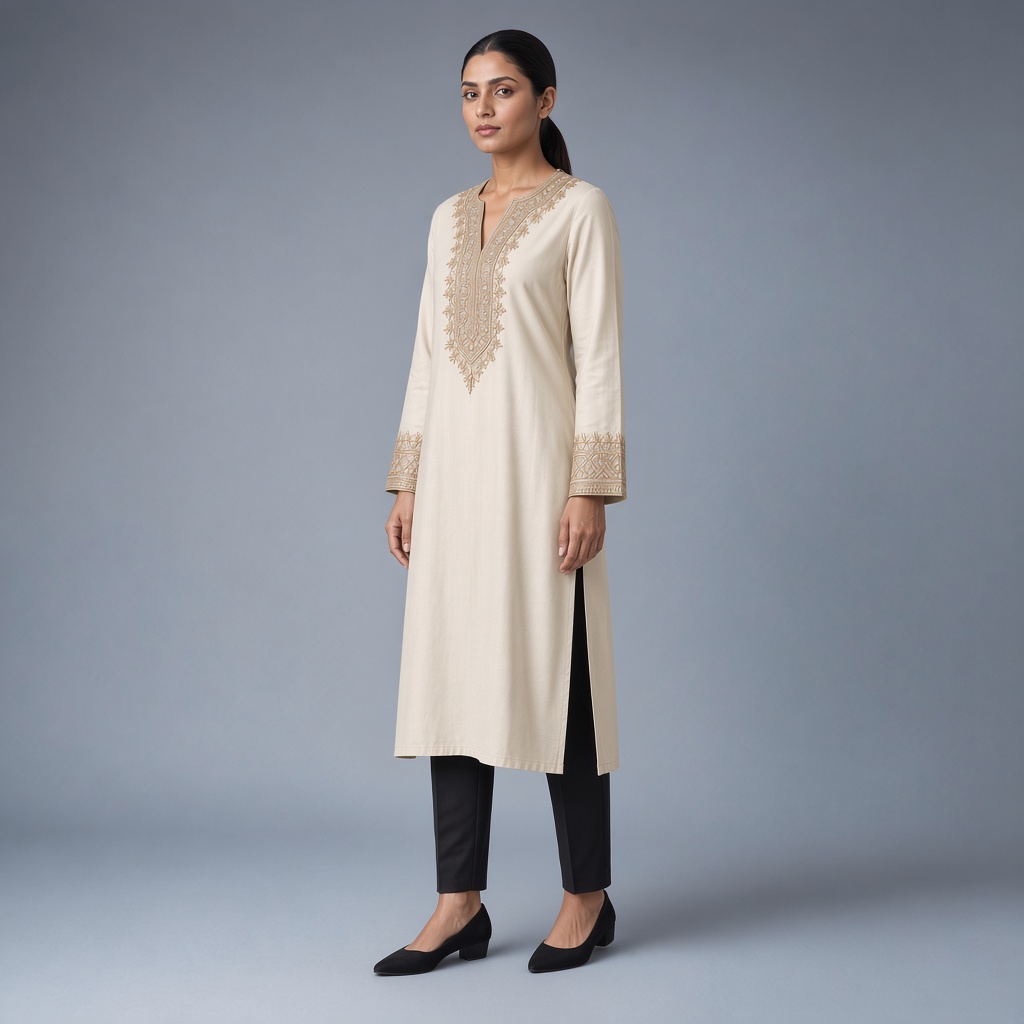Powder Blue Neckline Kurti