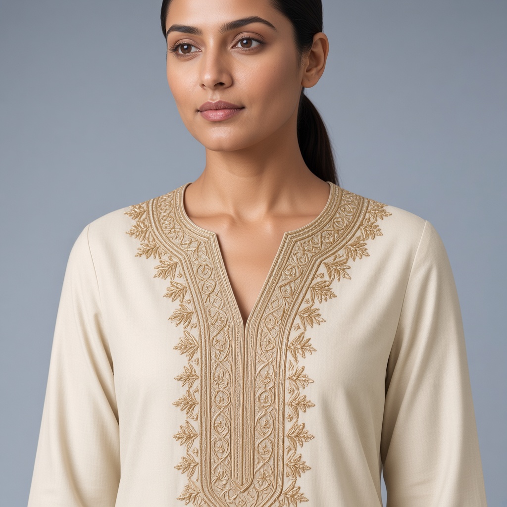 Powder Blue Neckline Kurti