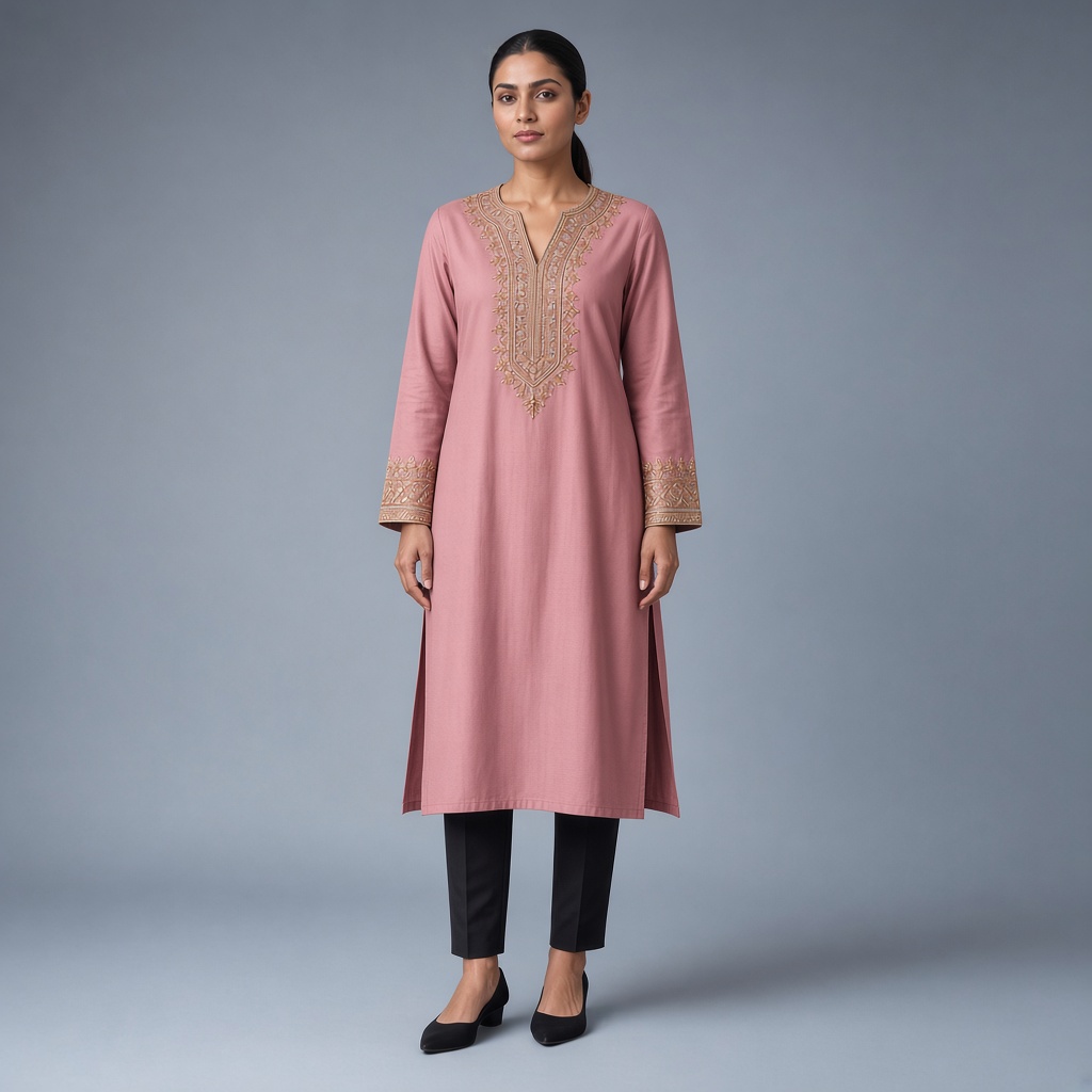 Powder Blue Neckline Kurti