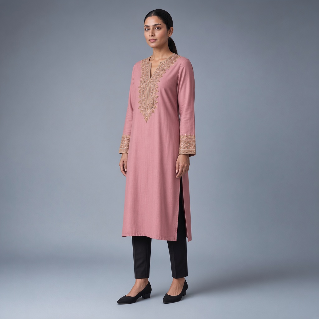 Powder Blue Neckline Kurti