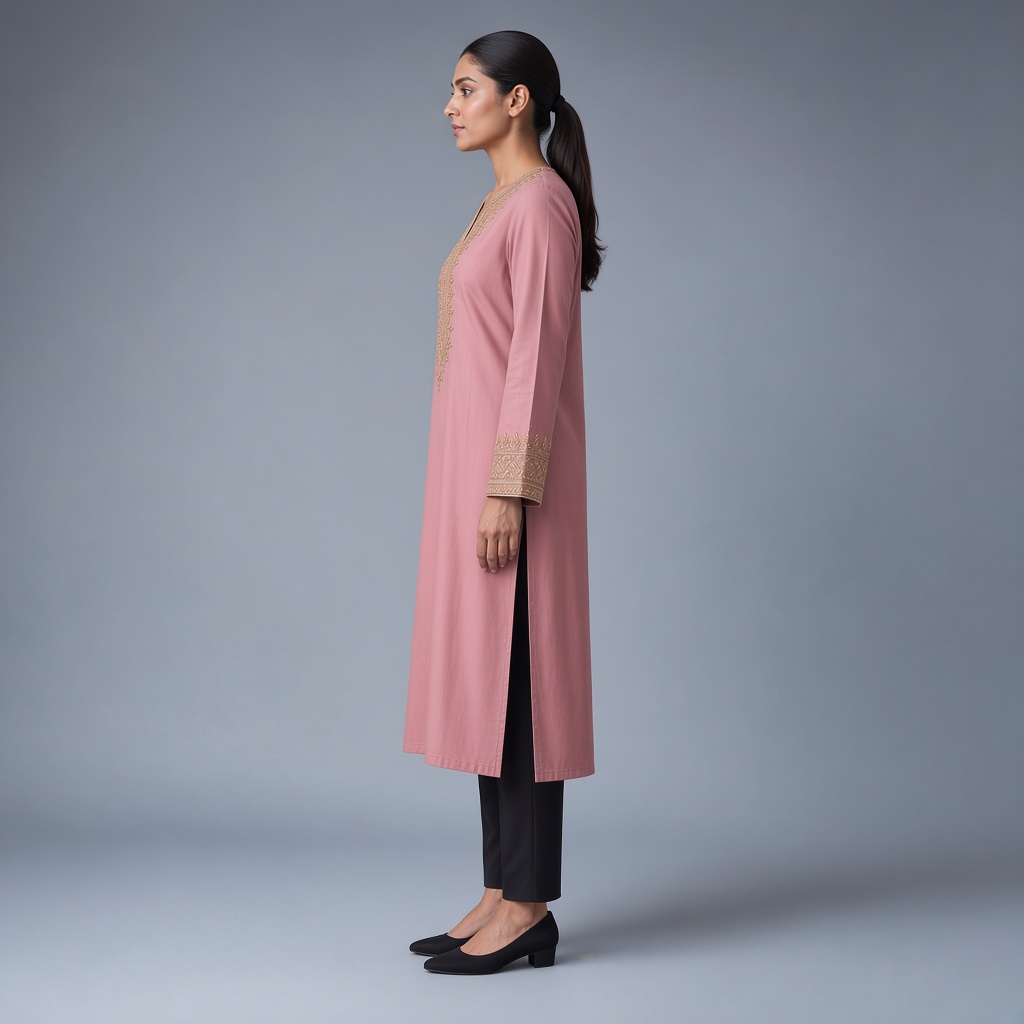 Powder Blue Neckline Kurti