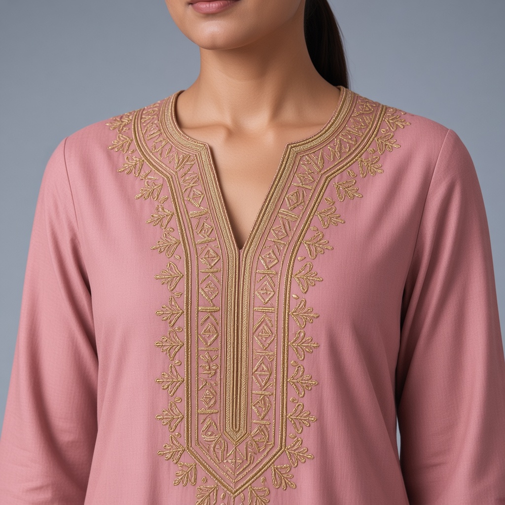 Powder Blue Neckline Kurti