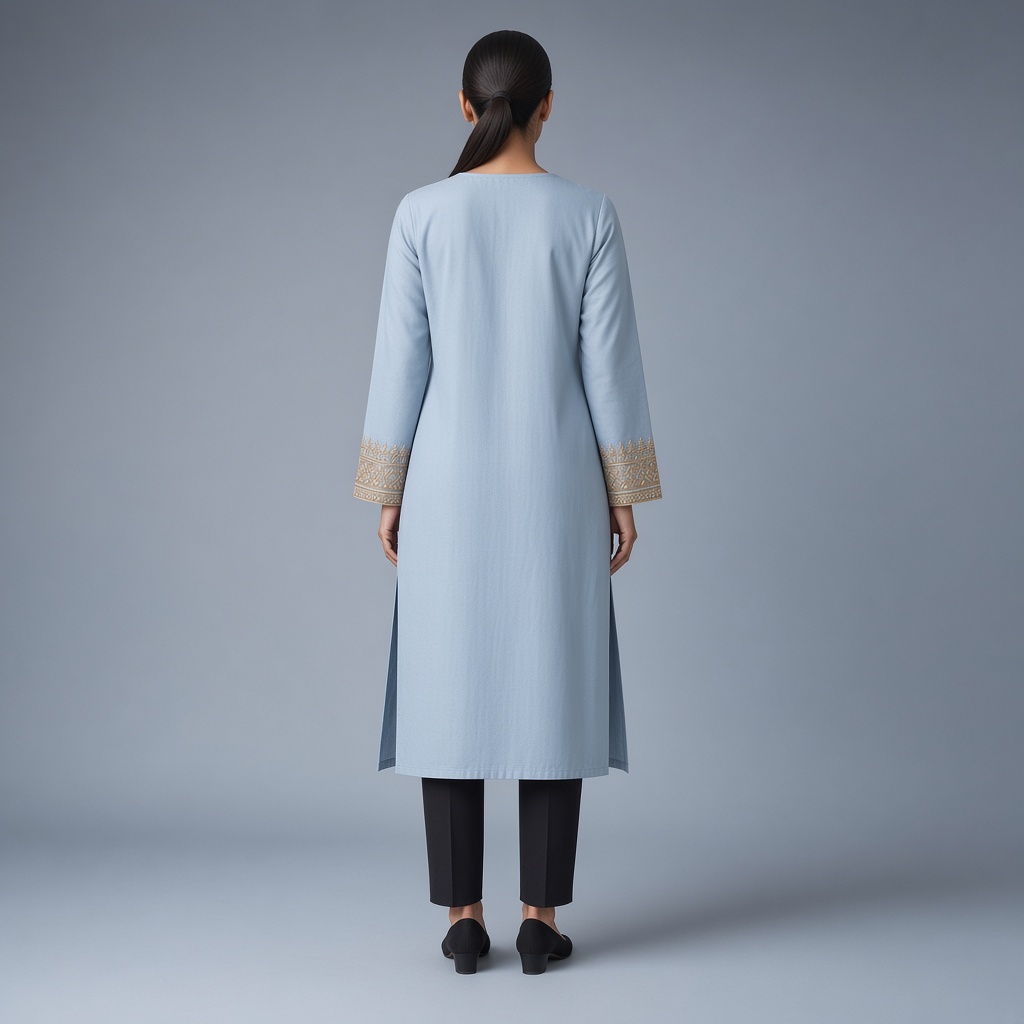 Powder Blue Neckline Kurti