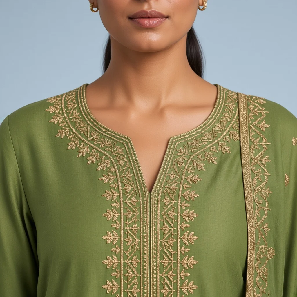 Powder Blue Neckline Suit Set