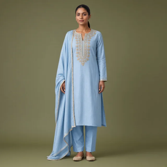 Powder Blue Neckline Suit