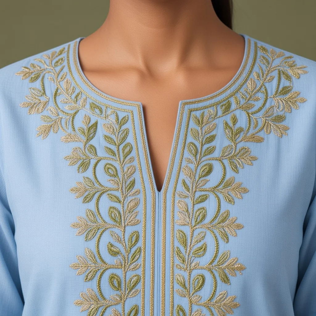 Powder Blue Neckline Suit