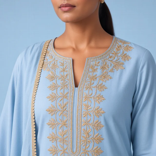 Powder Blue Neckline Suit thumbnail