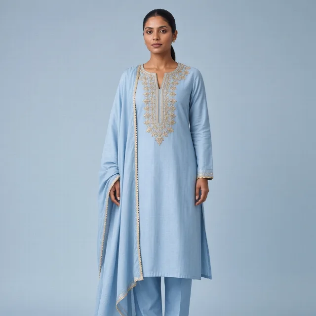 Powder Blue Neckline Suit