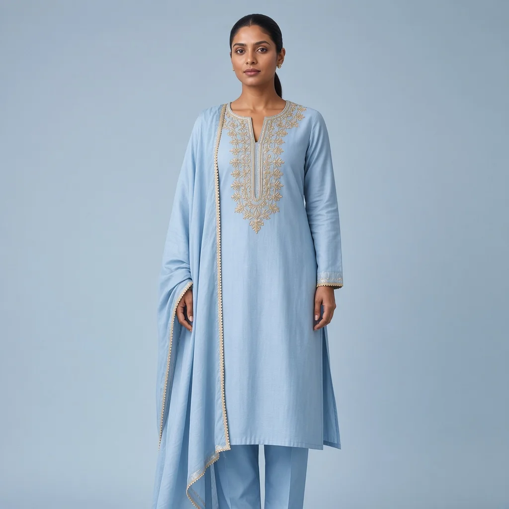 Powder Blue Neckline Suit