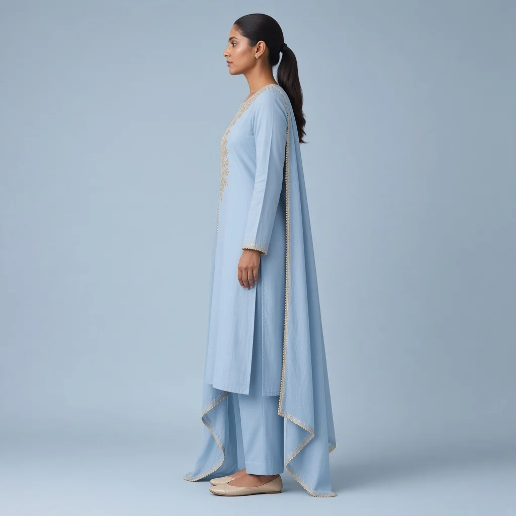 Powder Blue Neckline Suit