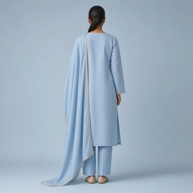 Powder Blue Neckline Suit