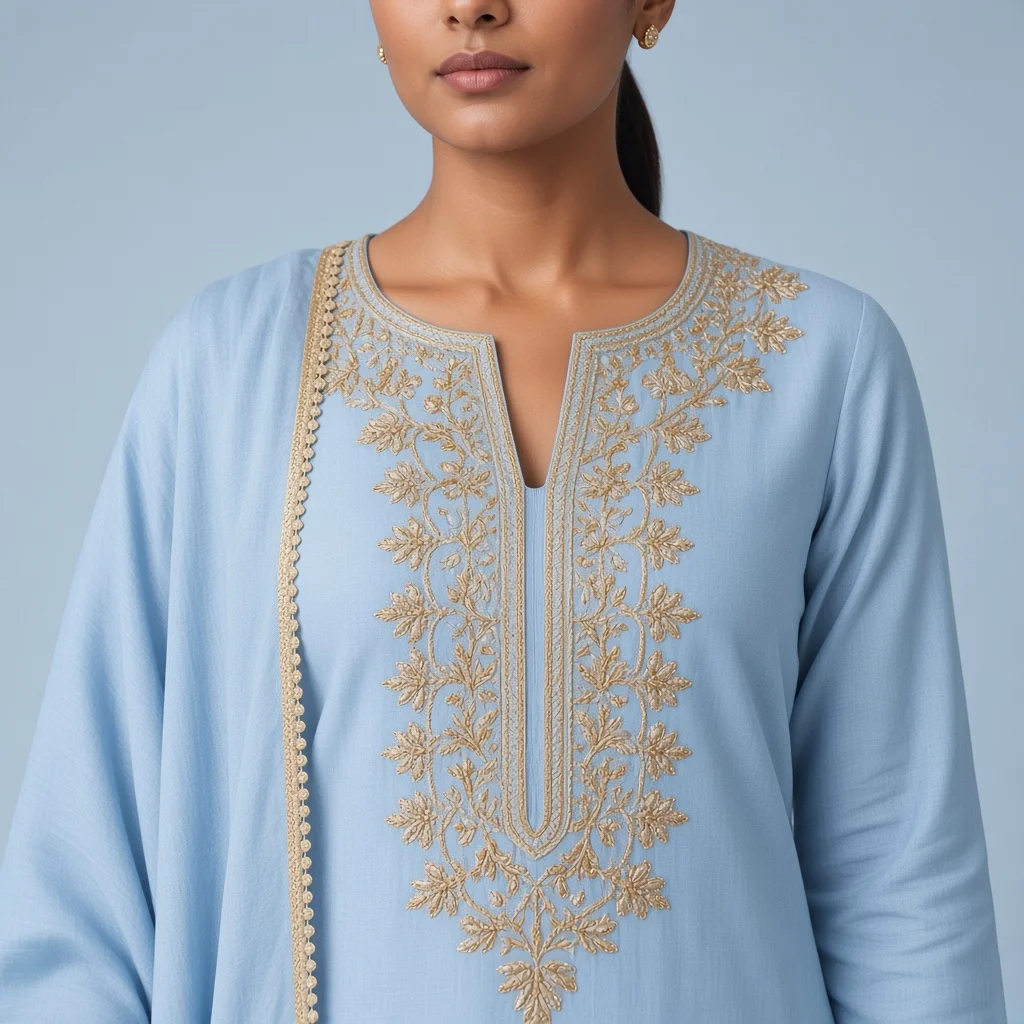 Powder Blue Neckline Suit