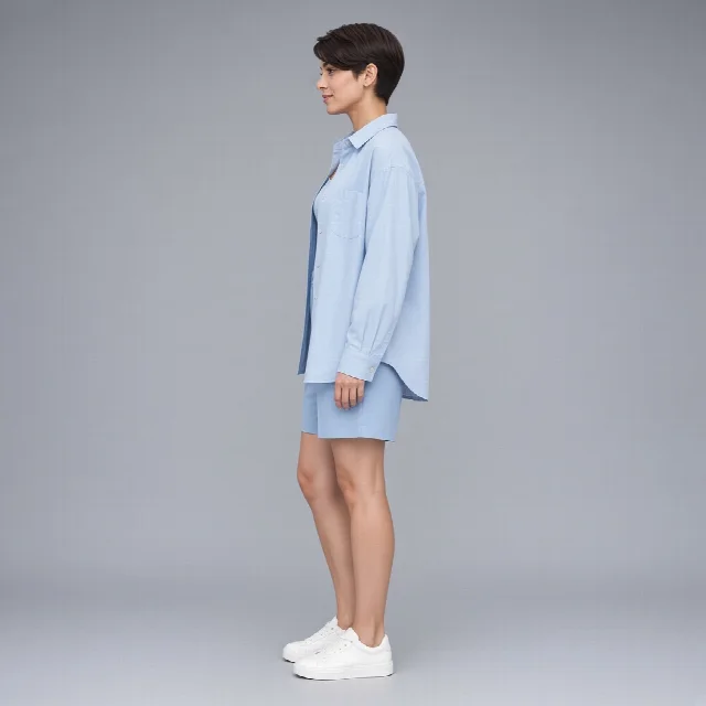 Powder Blue Shirt and Shorts Co-ord Set