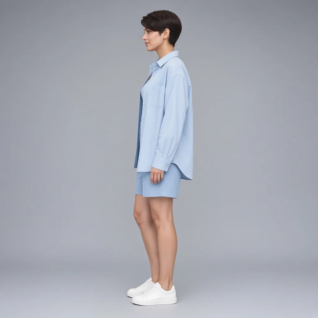 Powder Blue Shirt and Shorts Co-ord Set