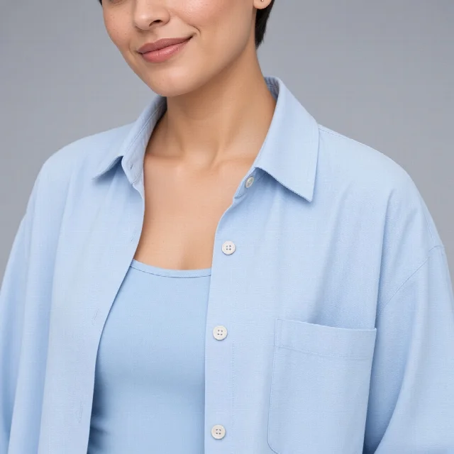 Powder Blue Shirt and Shorts Co-ord Set