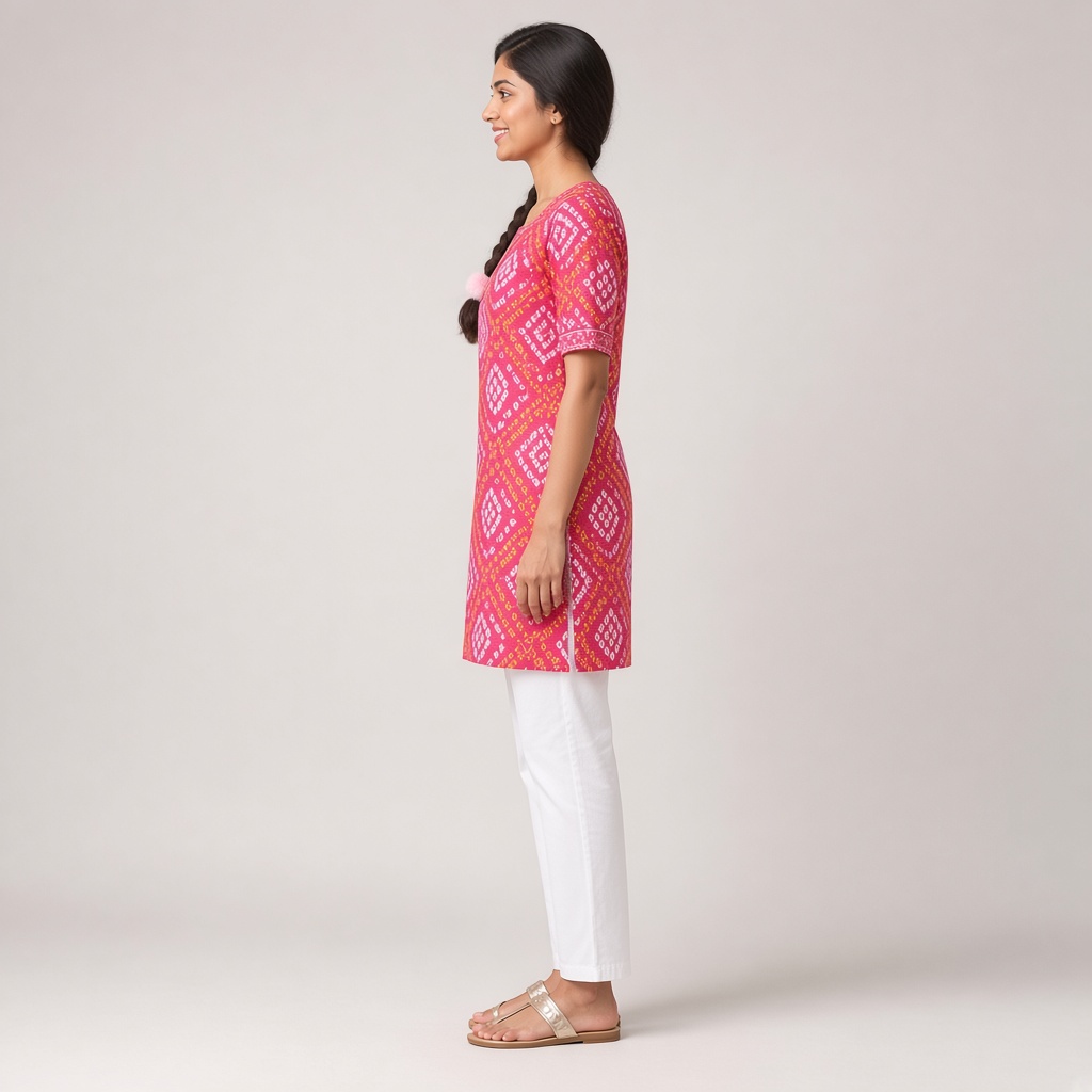 Rani Bandhani Print Kurti